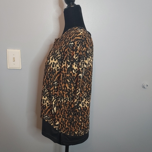 White Stag Women's Size X-Large Animal Print Stretch 2Fer Top 3/4 Sleeves - Picture 5 of 9